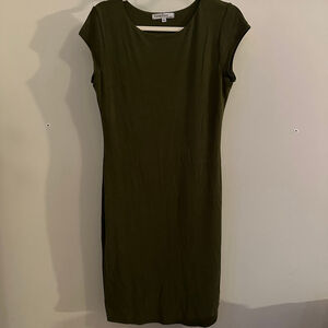 Women's Velvet Torch Stretch Knit cap sleeve Dress Soft XL Olive Green